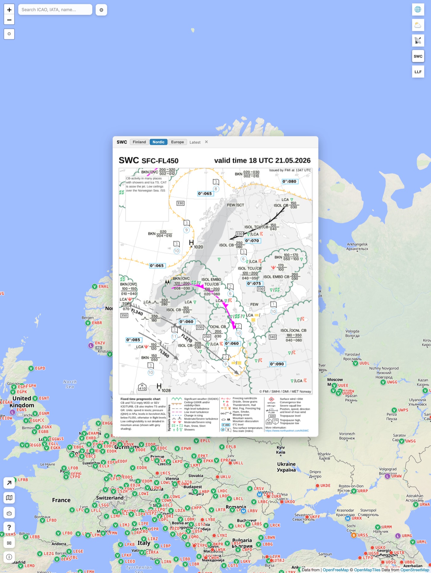 SWC (Significant Weather Chart) open for the Nordic area